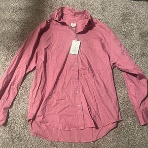 size XS oversized a new day pink long sleeve button up shirt